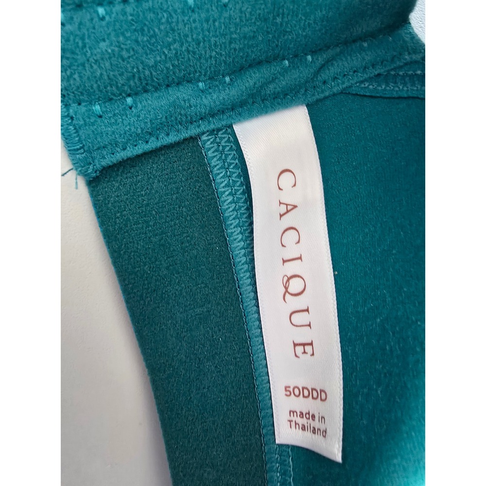 Cacique Teal Blue Lace Unlined Full Coverage No-Wire Bra 50DDD S6117 NEW - Picture 7 of 7